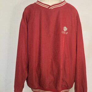 PORT AUTHORITY Men's Golf Pullover Sweater Nylon Logo Lined Burgundy L
